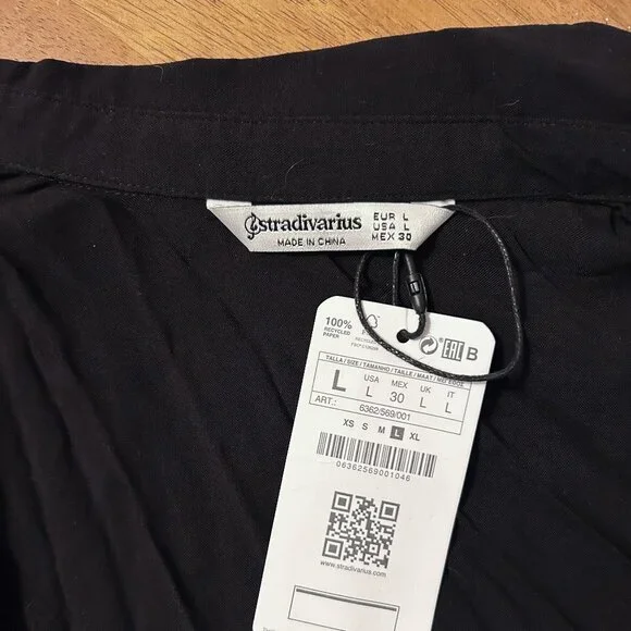 NWT - Black Shirt Dress with Shoulder Frill Detail, L - Picture 3 of 3